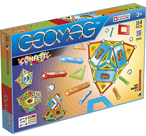 Geomag Classic Confetti 114 Teile Magnetisches Spielzeug für Kinder, Geschenk für Jungen und Mädchen im Alter von 5 6 7 8 9 10 11 12 13 Jahren, magnetische Konstruktionen, Kinderspielzeug