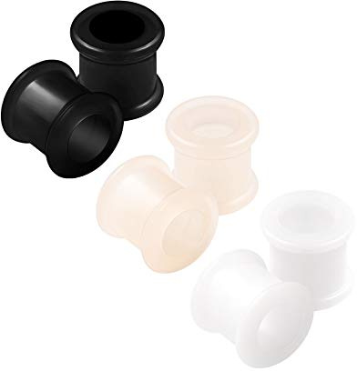 6 Stk Silikon Schwarz Hautfarbe Weiß Fleischtunnel Schmuck, Silikon
