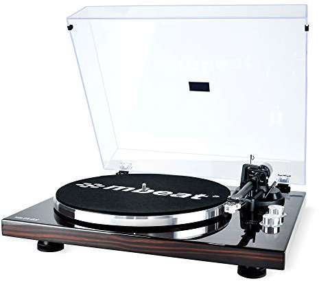 mbeat MB-PT-18K Hi-Fi Turntable with Removable dust Cover, MMC Stylus, USB Recording, Tonearm Counterweight and Anti-Skating, Built-in Preamplifier