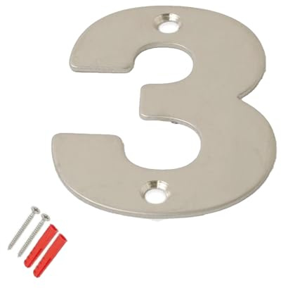 SISI UK® Stainless Steel Front House Door Numbers with Brushed Finish 3'' with Screws (Number 3)