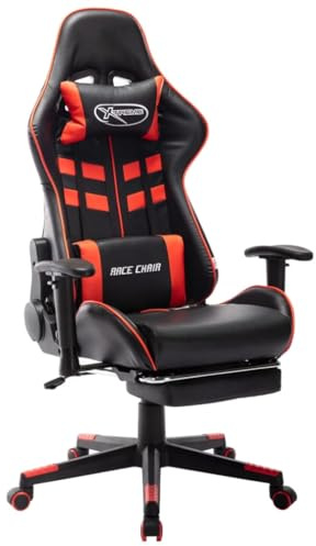 vidaXL Gaming Stuhl mit Fußstütze Höhenverstellbar Chefsessel Bürostuhl Schreibtischstuhl Sportsitz Computerstuhl Schwarz Rot Kunstleder