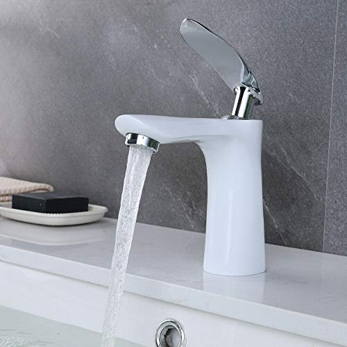 Weiß Bad Wasserhahn Bad Mischbatterie Waschtisch Armatur Wasserhahn Waschbecken Waschtischamatur Einhebelmischer mit Schläuche