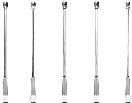 Cuchara de reactivo de muestreo de laboratorio micro, 5PCS 12.5cm 2 en 1 Cuchara de laboratorio Espátula de laboratorio de metal Espátula de mezcla de doble cabeza para polvos, tapa de gel