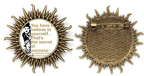 Chaplin Believes Schauspieler Art Deco Fashion Metall Sonne Brosche Haken Pin