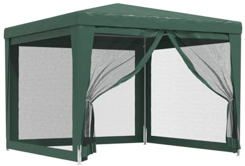 vidaXL Tente de fête avec 4 parois latérales en Maille Vert 3x3 m PEHD