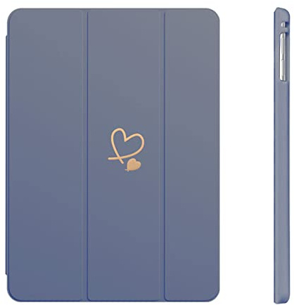 Fycyko Hülle für iPad 9,7 Zoll (Modell 2018/2017, 6./5. Generation), mit Stifthalter, Auto Schlafen/Wachen, Smart Trifold Stand, Herzmuster Schutzhülle für iPad 9,7 Zoll (Lavendel) | Dreifach faltbarer Ständer, integrierter Stifthalter, automatische Wake-/Sleep-Funktion, leichte, stoßfeste Schutzhülle für