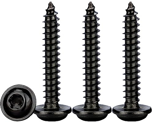 Drenky Holzschrauben Torx Schwarz,M4x20mm Blechschrauben Edelstahl Rostfrei A2 V2A 50 Stück Selbstschneidende Schrauben Schwarz Tellerkopfschrauben Vollgewinde