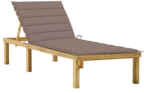 ZEYUAN Sonnenliege mit Taupe Auflage, Gartenliege, Liegestuhl, Sonnenstuhl, Sonneninsel Outdoor, Liegen, Gartenmöbel, Bäderliege, Relaxliege,Imprägniertes Kiefernholz