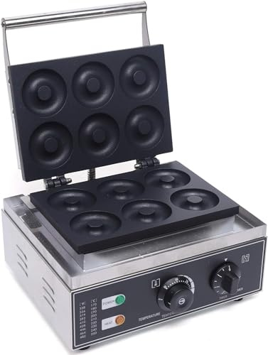 Donut Maschine Kommerzielle Donut Maker Maschine Elektrische Donut-Fritteuse Backgerät Rostfreier Stahl Bäcker 220V (6 Donuts)