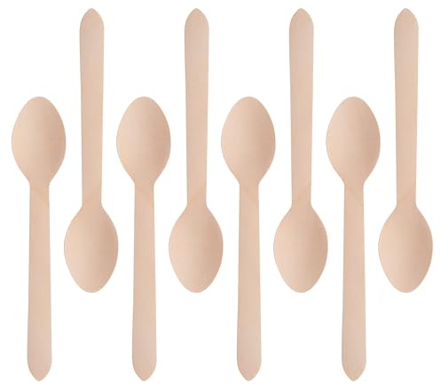 GoCoPack Wooden Cutlery: Pack of 100 Disposable Wooden 16cm Spoons - Eco Friendly 100% Compostable and Biodegradable