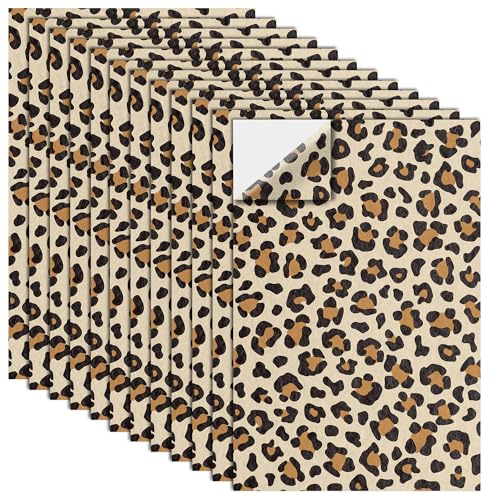12 Blatt Selbstklebende Filzbögen, 20 x 30 cm Lustiger Filz mit Leopardenmuster Filzstoff auf der Rückseite für Kindergeburtstagspartys mit Western Cowboy Thema Partyzubehör Dekoration