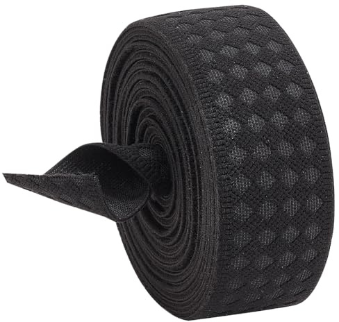 BENECREAT 6.25 Yard/5.7M Flaches Elastisches Nylon-Gummiband, 40 mm Schwarzes Dehnbares Gurtband Mit Rautenmuster Für DIY-Nähprojekte, Nähzubehör Für Kleidungsstücke
