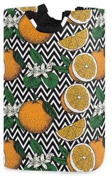 Orange Frucht Blumenstreifen Großer Wäschekorb Faltbar Wasserdicht Wäschesammler Vorratsbehälter Laundry baskets Aufbewahrungskorb für Kinderzimmer Badzimmer