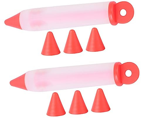 TOPBATHY Silicone Cake Decorating Pen Set Cream and Chocolate Writing Tips, Red Color DIY Dessert Piping Tools for Baking and Cake Decoration, 2 Sets