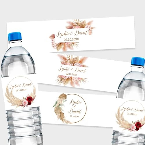 HERSTL Étiquettes de bouteille de mariage personnalisées avec texte et photo, autocollants pour l'eau
