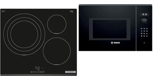 Bosch Serie 4 PID631BB5E Placa de inducción 60 cm, Color negro/bisel delantero, sin perfiles & Serie 6 BEL554MB0 - Microondas integrable, 382 x 594 x 388 mm, Potencia 900 W