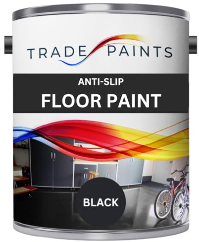 Trade Paints Anti-Slip Floor Paint - Ideal For Concrete, Stone, Brick, Wood & Metal - Provides A Safer Slip-Resistant Coating For Both Residential & Commercial Use (Black) - 5 Litre