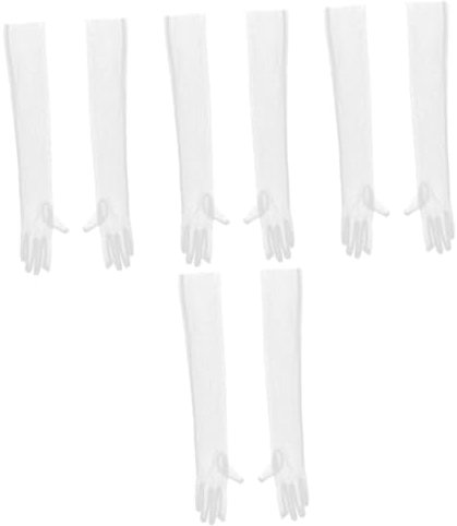 BESTYASH 4 Paare Braut-Tüllhandschuhe handschuhe elegant brauthandschuhe lange Handschuhe weiße transparente Handschuhe durchsichtige Handschuhe Hochzeitshandschuhe aus Tüll Gittergewebe