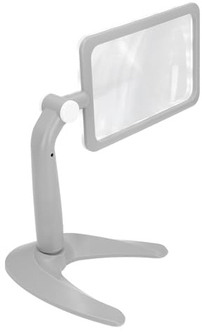 2,5-fache Große LED-Lupe mit Ständer, 32 Kaltweiße 16 Warme LED-Leselupe mit Licht, um 180° Drehbare Schreibtischlupe für Senioren, Lesen von Kleingedrucktem und Sehbehinderten