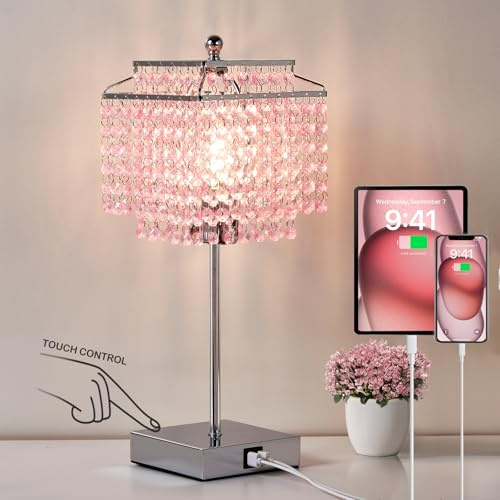 GyroVu USB nattduksbord kristall bord rosa