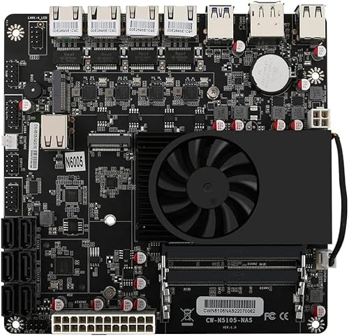 HKUXZR Celeron N5105 Carte mère Industrielle NAS 4 cœurs 4 Fils Processeur Basse Puissance 4 x 2,5 G i226 réseau M.2 Slot 6 x SATA DP HDMI 2.0