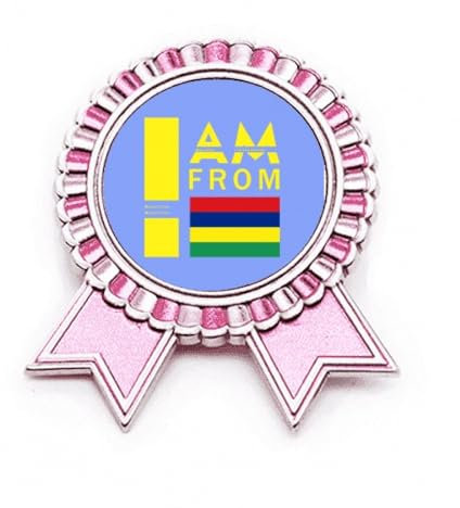 Brosche I Am From Mauritius, Art-Deco, modisch, Anstecknadel, Pink, Gewinner Award Medaille, M, Metall