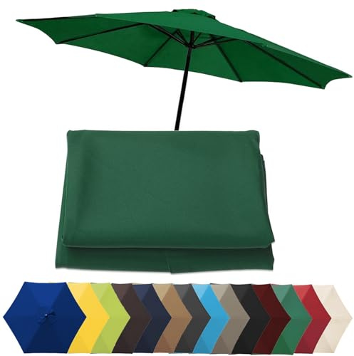 QIQVIV 6/8 Arms Replacement Parasol Cover Market Table Umbrella Canopy For Offset Hanging Umbrella, Umbrella Replacement Top Cover(Dark green,(8Rib) 2.7m/106in)