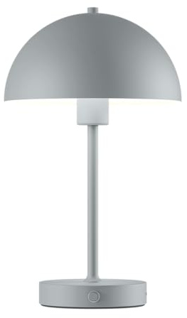skølm Aeriala Tischlampe, dimmbar, aufladbar mit USB-C, Hellgrau | LED Schreibtischlampe, Tischleuchte Pilzform kabellos, Akku Nachttischlampe, kleine Metall Lampe mit Touch, 10h Leuchtdauer