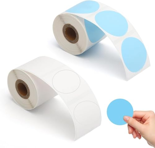 ZMDMAH 2 x 420 Aufkleber Thermo Etiketten Rund 30 mm Vinyl Selbstklebend Wasserdicht Thermo-Direkt Etiketten Blau und Weiß