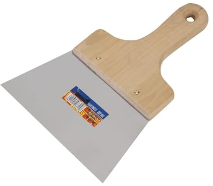 Spatule en acier inoxydable 120 mm avec poignée ergonomique, idéale pour appliquer et lisser des matériaux dans les travaux de peinture et de construction.