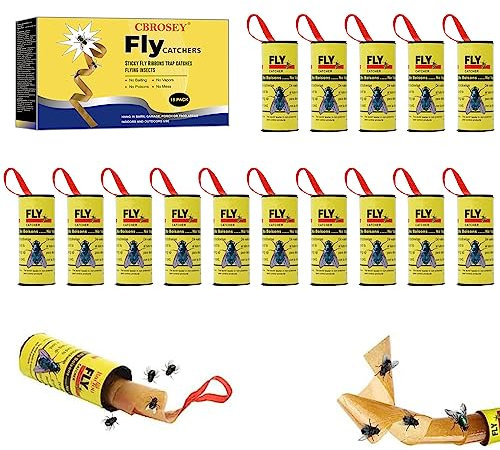 Cutiolly Acchiappamosche,Trappole Mosche,Strisce Acchiappamosche,Rotolini Acchiappamosche,Strisce Cattura Mosche,Strisce Adesive Mosche,Carta Moschicida per Interno ed Esterno,30PCS