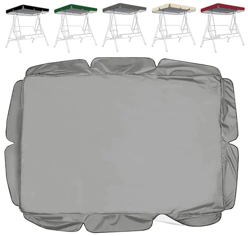 Hollywoodschaukel Dachbezug,249x185cm Universal Ersatzdach Gartenschaukel 3 Sitzer,Wasserdicht Dach für Hollywoodschaukel, UV-Schutz Ersatzdach für Gartenscha(Size:98x73x7inch/249x185x18cm,Color:grau)
