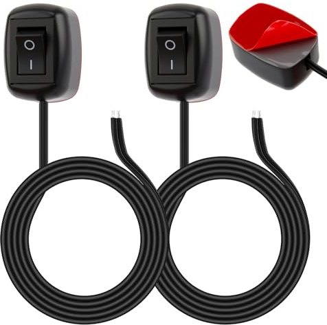 2 Stüc Kfz Schalter, 12v Schalter Wasserdicht, 12 volt Schalters, mit 1 m Kabel, für Autozubehör für Nebelscheinwerfer, LED-Leisten und anderes Zubehör