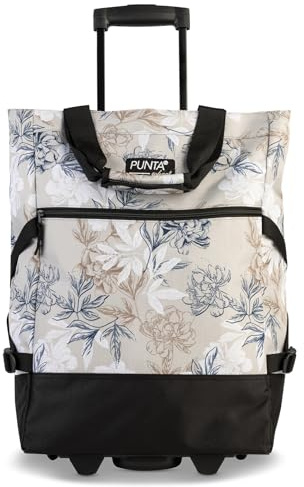 Punta® Einkaufstrolley Sand/Schwarz (33 L) - Stabiler Einkaufswagen für müheloses Einkaufen mit leise laufenden Skater-Rollen - Perfekt als Shopper und Weekender - Einkaufstrolley klappbar