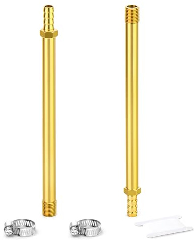 ERGAOBOY 2 piezas de racor largo de latón para manguera, rosca macho BSP de 1/8, longitud 10 mm con espiga - 200 mm con espiga, conector recto, combustible, gas, agua, aire