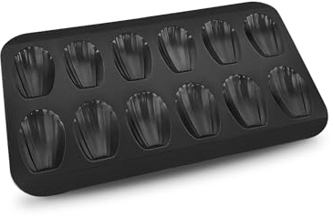 Gurlideo Magdalenas Molde, Bandejas para Galletas Magdalenas con 12 cavidades, acero al carbono con revestimiento antiadherente, para hornear galletas de chocolate y brownies, negro