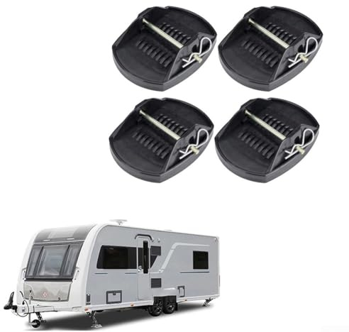 Juego de 4 almohadillas para gatos de remolque de RV, adaptadores de soporte de patas de rueda de plástico negro, bloques de elevación para quinta rueda, caravana, autocaravanas, estabilizadores de