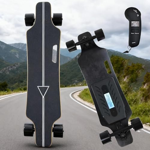 Giuggiolared Skate Electrique Tout-Terrain, Skateboard électrique avec Télécommande, 30° d'inclinaison, Vitesse Max 35 km/h, conçu pour Les déplacements Quotidiens et Loisirs Familiaux C-30km