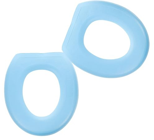 ANDRESLAD 2 Piezas Cojines para Inodoro de Baño EVA Almohadillas Acolchadas Gruesas y Lavables Cubiertas Reutilizables para Asientos de WC Portátiles y Fáciles de Pegar Azul