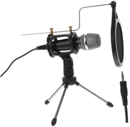 Levemolo Micrófono Condensador para Computadora y Teléfono Móvil con Trípode Ajustable y Filtro Anti-ruido para Grabación y Transmisión en Directo en Color Negro