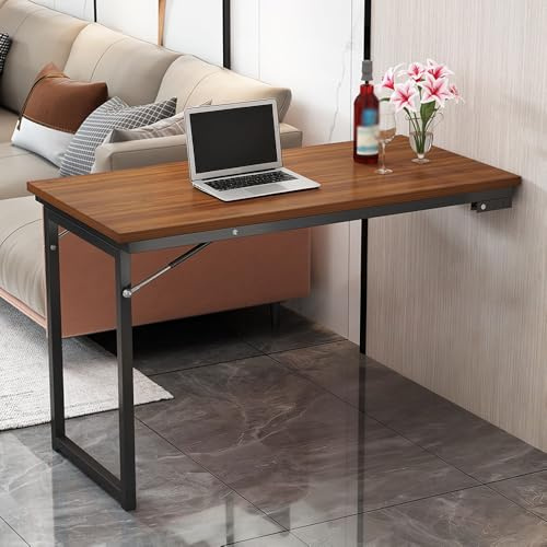 YCBTPS Wandklapptisch Faltbarer Küchentisch, Klapptisch Für Esszimmer, Schwimmender Schreibtisch Computertisch, Wand Klappbarer Kindertisch Hängetisch(Brown,100x60cm(39x24in))