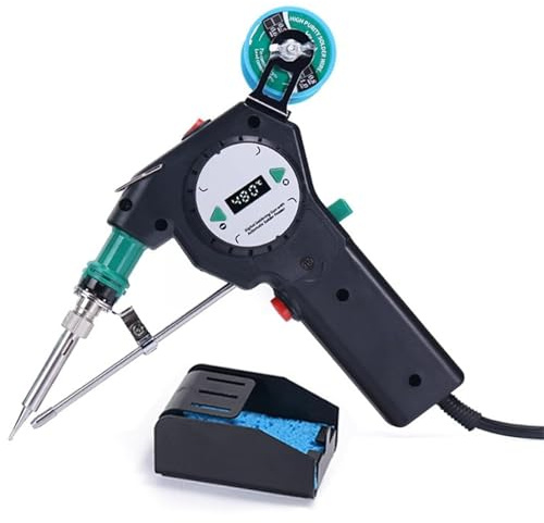 Pistola saldatore 65 W, pistola saldatore portatile, temperatura 90-480℃, display digitale LED, calibrazione della temperatura, filo da 0,8-1 mm, alimentazione automatica del filo