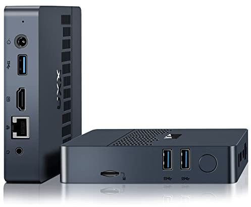 Dghrti Mini PC Supporto 512GB SSD Expansion, N3350 Desktop Computer 64GB, Small PC Gaming 4K IPS,Supporto Dual Display, BT, 2.4G/5G WiFi, USB 3.0 -Blu