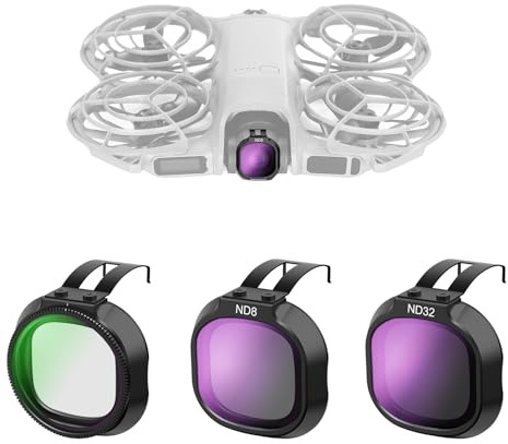 NEEWER CPL+ND Kit de Filtres Compatible Uniquement avec DJI Neo 2,Pack de 3,à Clipser,pour Objectif de Drone, Filtre Polarisant Circulaire à Densité Neutre (ND8/32), Verre HD Multicouche,FL-N72
