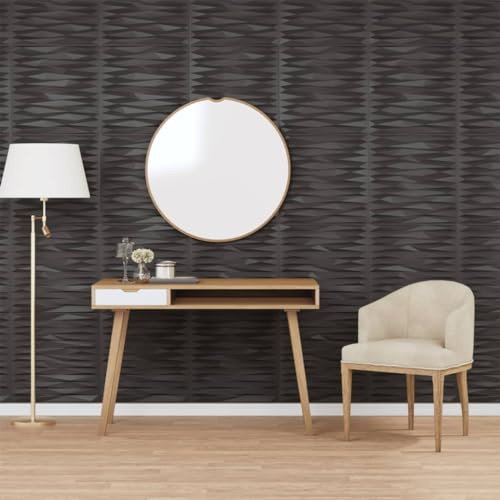 Akustik Paneele Gaming Wandpaneele,Wandpaneele 12 Stk. Schwarz 50x50 cm XPS 3 m² Stein,Zimmer Deko für Küche, Balkon, Schlafzimmer, Wohnzimmer