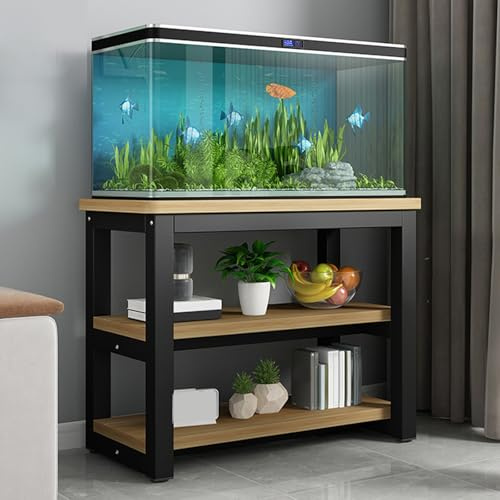WPWSDWMX Aquarium Unterschrank, Robuster Aquariumständer mit Metallrahmen, Reptilien-Aufbewahrungstisch für Zuhause und Büro(Yellow,50x35x70cm)