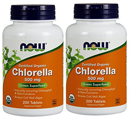 Now Foods Chlorella 500 mg, 200 Tablets (Pack of 2)