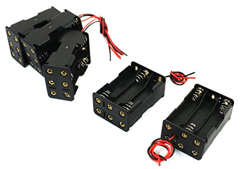 sourcing map 5 Pcs 6 x 1.5V AAA Capacité Noir Plastique Batterie Support Boîtier Boîte