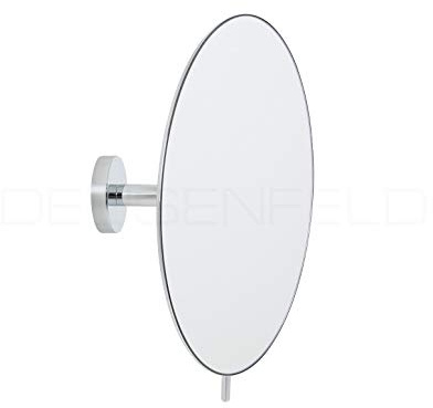 DEUSENFELD KR5C - Design Wand Kosmetikspiegel Schminkspiegel Rasierspiegel Round, 5-Fach Vergrößerung einseitig, Arm starr, Kugelgelenk, Ø20cm, Randlos