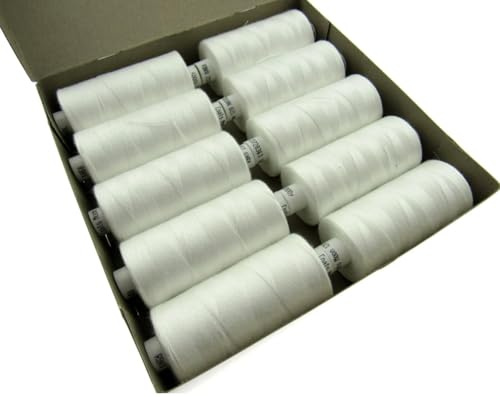 Coats Moon Polyester Sewing Thread, Natural, 1000 Yards, Pack of 10 | 120s weight, multi-use, hand machine sewing compatible, crochet hook Size 9 compatible, 9144 metres total